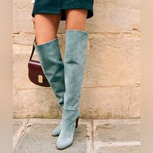 Sézane Anaelle Thigh High Boots in Blue FR 36 / US 5